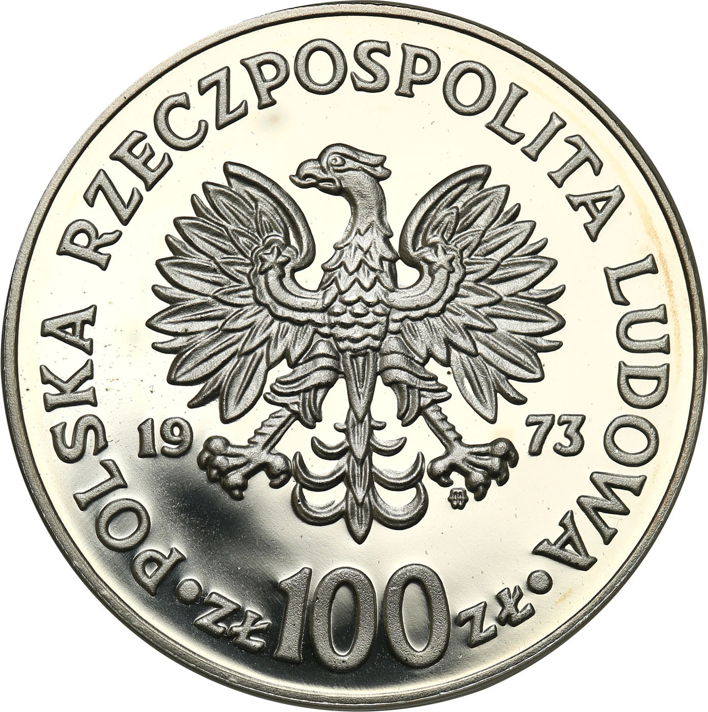 PRL. PRÓBA srebro 100 złotych 1973 Kopernik mała głowa - RZADKOŚĆ